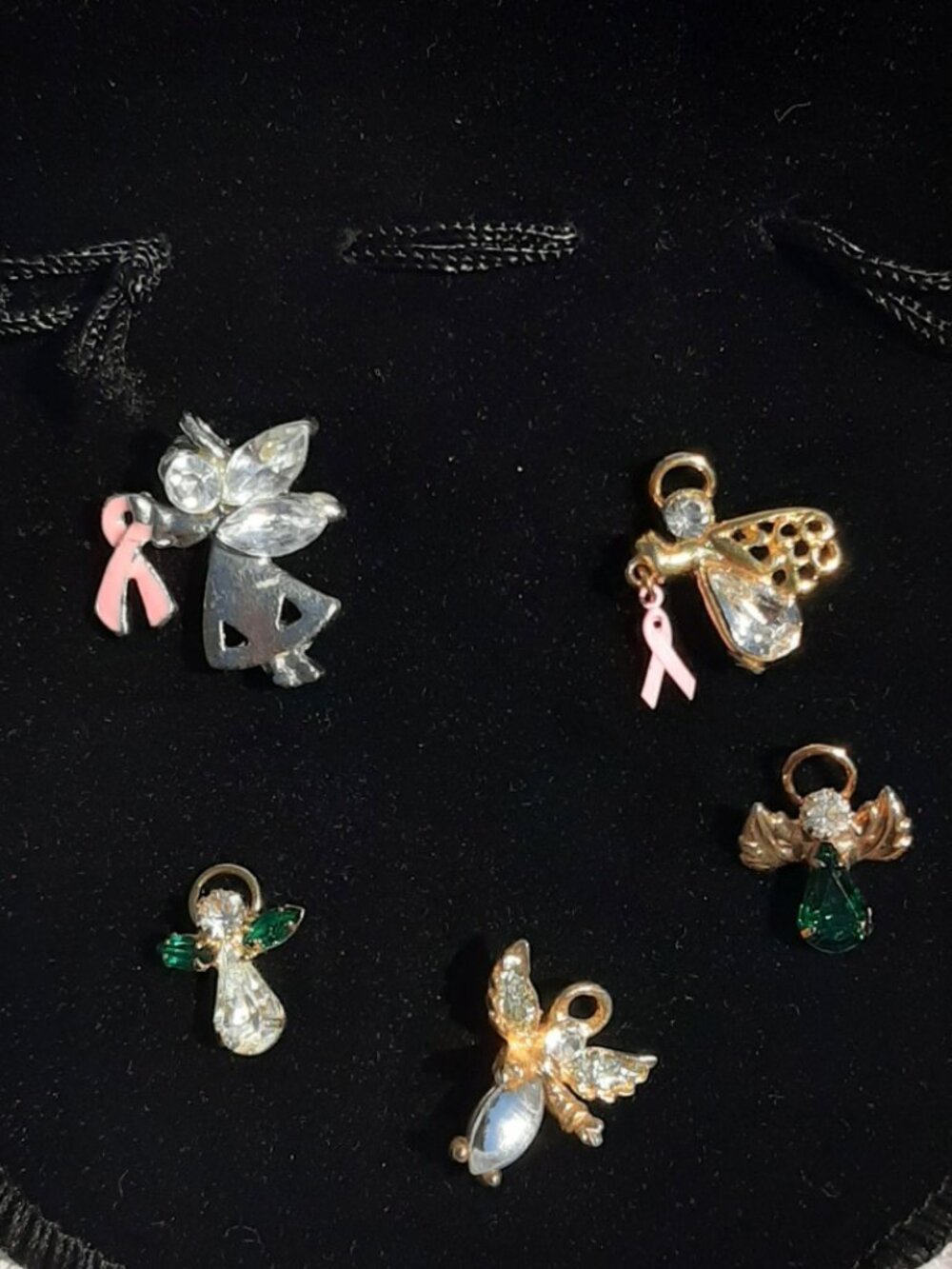 Guardian Angel Lapel Pin Brooch Gold Tone Halo Rhinestones Lot (5)